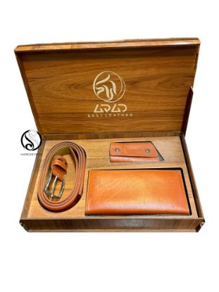 تصویر  ست کیف و کمربند چرم اصل